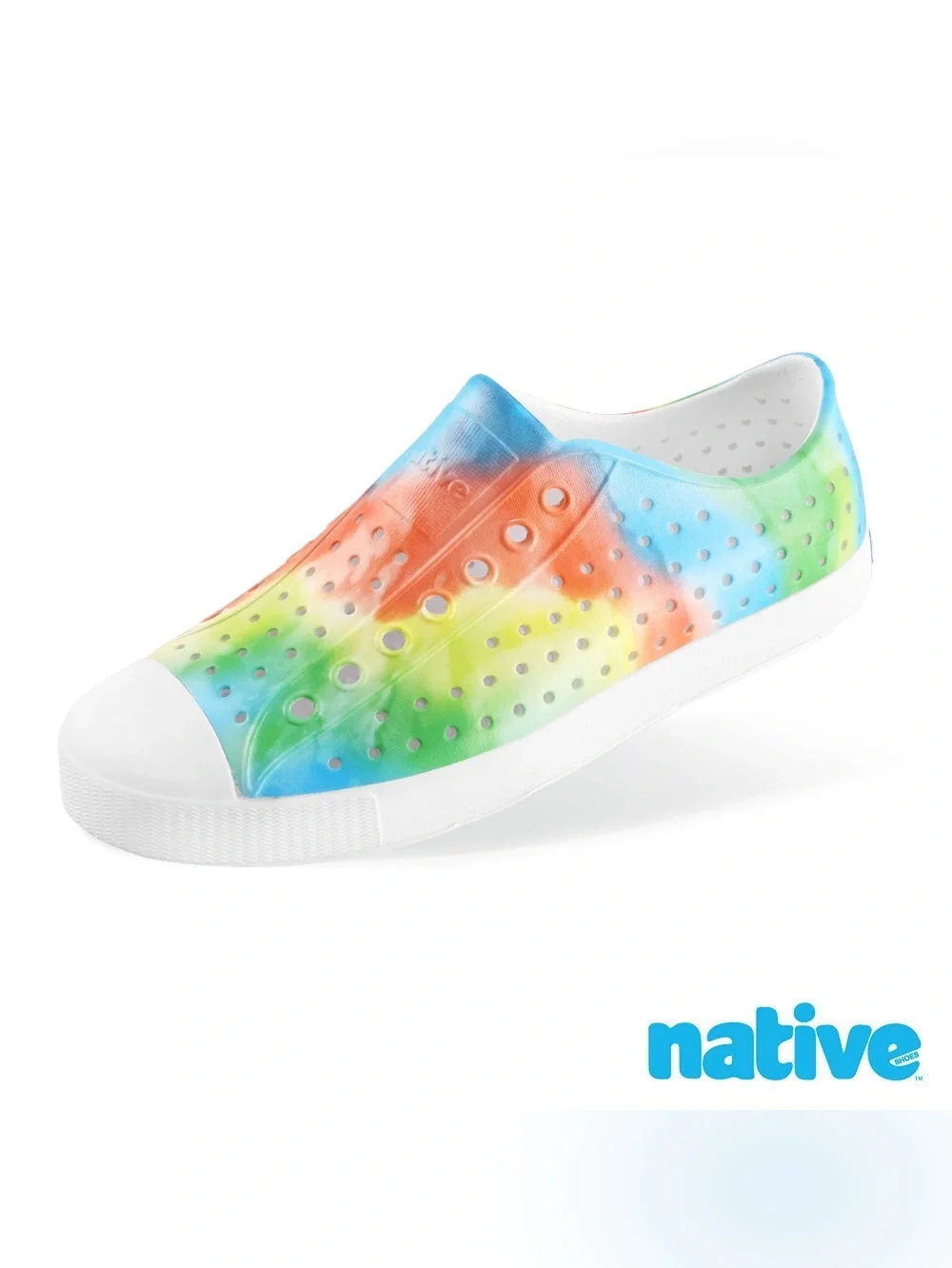 Native Jefferson Sugarlite Kids Shoes Rainbow Gradient  Tie-Dye Slip-On. New